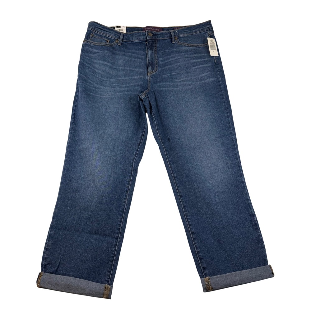 Gloria Vanderbilt Boyfriend Jeans Medium Wash Blue Cuffed Size 18 NEW